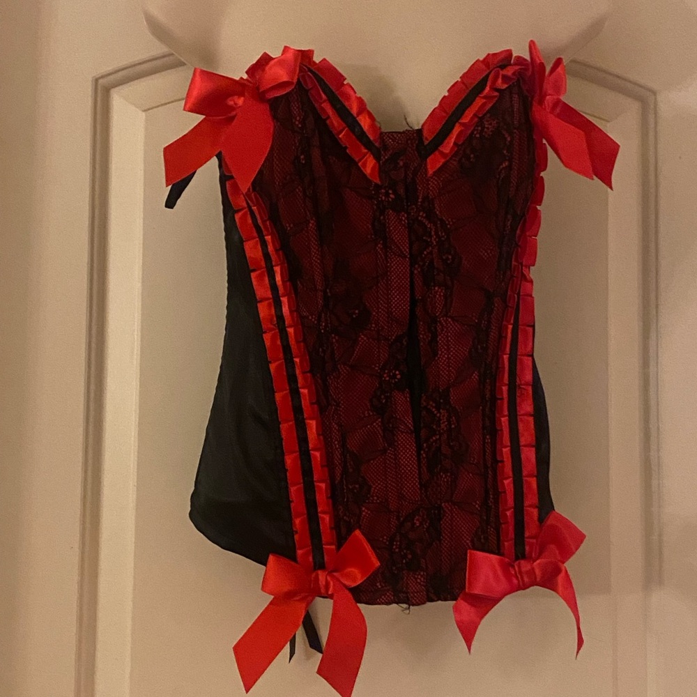 Fredrick’s Of‎ Hollywood Red & Black Corset Vintage Y2K